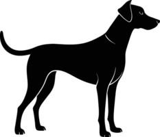 zwart en wit silhouet van een jacht- hond staand vector