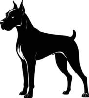 zwart en wit silhouet van een bokser hond staand vector