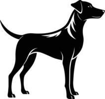 zwart en wit silhouet van een jacht- hond staand vector