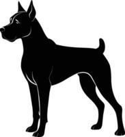 zwart en wit silhouet van een bokser hond staand vector