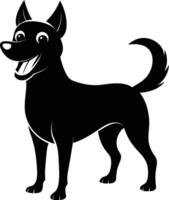 zwart en wit silhouet van een gelukkig hond vector