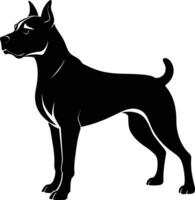 zwart en wit silhouet van een bokser hond staand vector