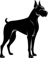 zwart en wit silhouet van een bokser hond staand vector