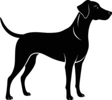 zwart en wit silhouet van een jacht- hond staand vector