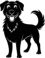 zwart en wit silhouet van een gelukkig hond vector