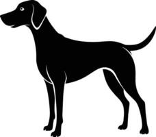 zwart en wit silhouet van een jacht- hond staand vector