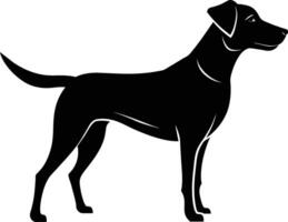 zwart en wit silhouet van een jacht- hond staand vector