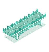 isometrische schets brug. illustratie. weg icoon. stedelijk infrastructuur. snelweg brug. vector