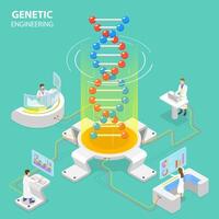 isometrische vlak concept van genetisch engineering. vector