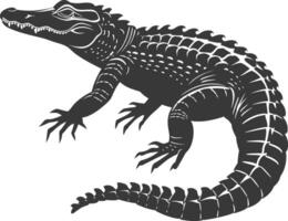 silhouet alligator dier zwart kleur enkel en alleen vol lichaam vector