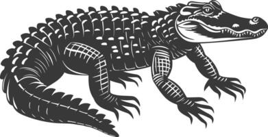 silhouet alligator dier zwart kleur enkel en alleen vol lichaam vector