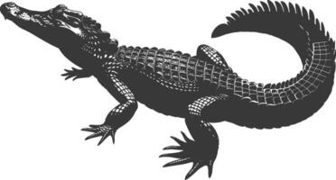 silhouet alligator dier zwart kleur enkel en alleen vol lichaam vector