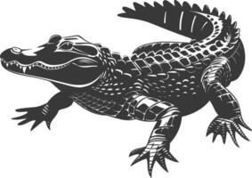 silhouet alligator dier zwart kleur enkel en alleen vol lichaam vector