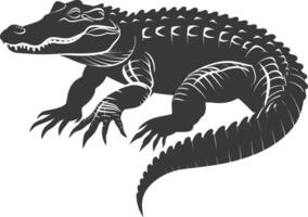 silhouet alligator dier zwart kleur enkel en alleen vol lichaam vector