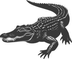 silhouet alligator dier zwart kleur enkel en alleen vol lichaam vector