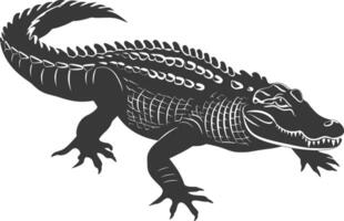 silhouet alligator dier zwart kleur enkel en alleen vol lichaam vector