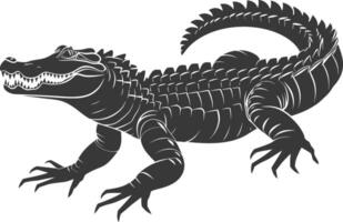 silhouet alligator dier zwart kleur enkel en alleen vol lichaam vector