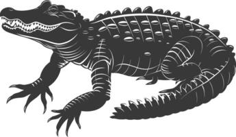 silhouet alligator dier zwart kleur enkel en alleen vol lichaam vector