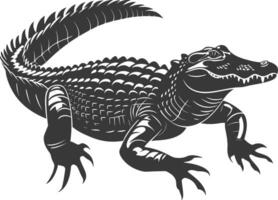 silhouet alligator dier zwart kleur enkel en alleen vol lichaam vector