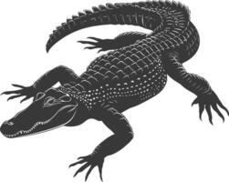 silhouet alligator dier zwart kleur enkel en alleen vol lichaam vector