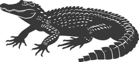 silhouet alligator dier zwart kleur enkel en alleen vol lichaam vector