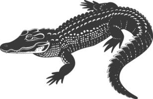 silhouet alligator dier zwart kleur enkel en alleen vol lichaam vector