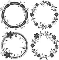 bloemen ronde lijn kaders bruiloft uitnodiging element zwart kleur enkel en alleen vector