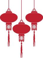 Aziatisch Chinese traditioneel lantaarn rood kleur enkel en alleen vector