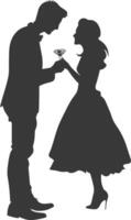 silhouet bruiloft voorstel door paar zwart kleur enkel en alleen vector
