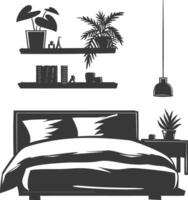 silhouet slaapkamer Bij huis uitrusting zwart kleur enkel en alleen vector