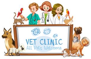 Vet Clinic Banner op witte achtergrond vector