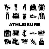 atletiek kleding vrouw mode pictogrammen reeks vector