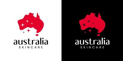 kaart van Australië logo ontwerp sjabloon met gezicht schoonheid spa of huid zorg logo ontwerp grafisch . symbool, icoon, creatief. vector