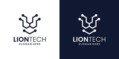 abstract leeuw logo ontwerp sjabloon en technologie verbinding logo met lijn stijl ontwerp grafisch illustratie. symbool, icoon, creatief. vector