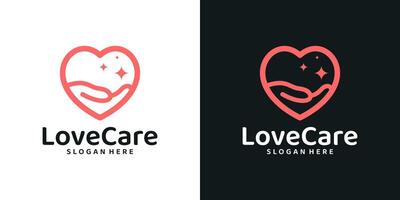 geven liefde logo ontwerp sjabloon. hart liefde logo met hand- grafisch ontwerp . symbool, icoon, creatief. vector