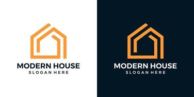 modern huis logo ontwerp sjabloon. huis gebouw met lijn stijl ontwerp grafisch illustratie. symbool, icoon, creatief. vector