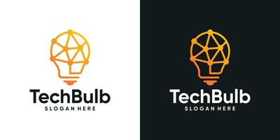 slim technologie logo ontwerp sjabloon. licht lamp logo met abstract punt, molecuul en netwerk internet systeem ontwerp grafisch . symbool, icoon, creatief. vector