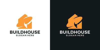 huis reparaties logo ontwerp sjabloon. hamer logo met huis gebouw grafisch ontwerp illustratie. huis vernieuwing symbool, icoon, creatief. vector