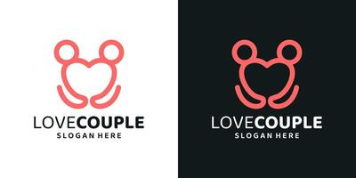 paar logo ontwerp sjabloon met liefde hart logo ontwerp grafisch . symbool romantisch dating valentijnskaarten, icoon, creatief. vector