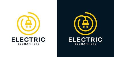 elektrisch plug logo ontwerp sjabloon met cirkel lijn stijl grafisch ontwerp . icoon, symbool, creatief. vector