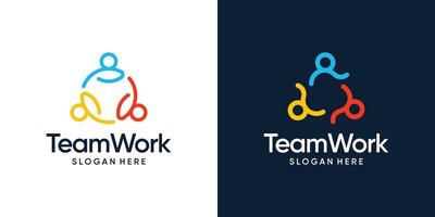 team werk logo ontwerp. mensen familie samen menselijk eenheid logo en leiderschap ontwerp grafisch illustratie. symbool, icoon, creatief. vector