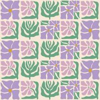 kleurrijk bloemen naadloos patroon met lavendel bloemen. bloemen achtergrond in wijnoogst hippie stijl. meetkundig plaid afdrukken behang, voorjaar natuurlijk achtergrond met lavendel bloemen. vector