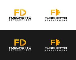 fd brieven monogram bouw helm logo ontwerp. vector