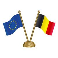 Europese unie en belgie tafel vlaggen vector