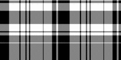 geometrie achtergrond Schotse ruit plaid, klassiek controleren naadloos textuur. voorkant textiel kleding stof patroon in zwart en wit kleuren. vector