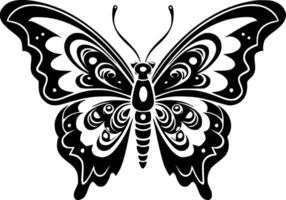 vlinder - zwart en wit geïsoleerd icoon - illustratie vector