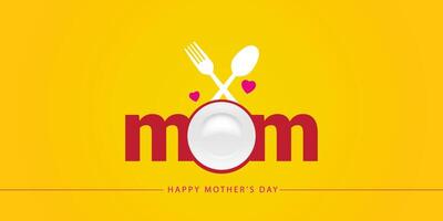 moeder dag creatief concept idee thema voor restaurant voedsel en mam keuken, mam logo met bord lepel en hart liefde, gelukkig moeder gelukkig aarde, ik liefde mijn moeder keuken en restaurant voedsel tabel vector