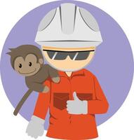 illustratie van veldwerker met aap vector