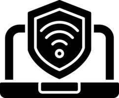 veiligheid laptop aansluiten glyph icoon vector