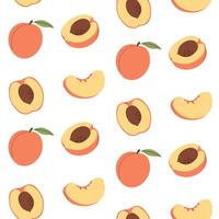 naadloos perzik patroon, voor de helft perzik patroon, zomer fruit patroon vector